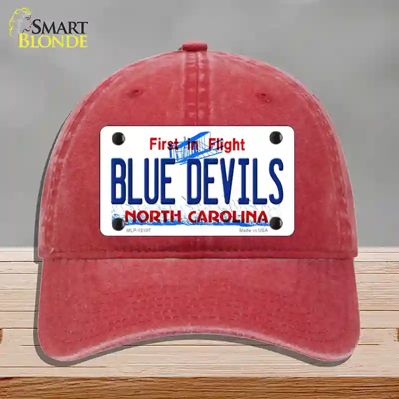 HAT13-MLP-12107 Blue Devils North Carolina State Novelty License Plate Hat, Unconstructed Cotton - Red