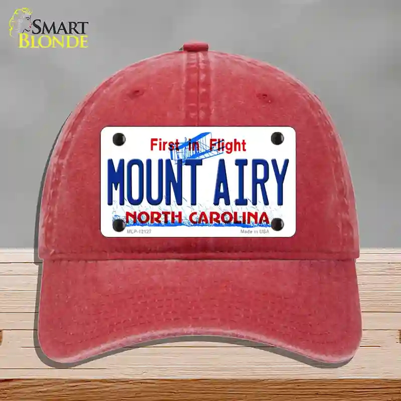 HAT13-MLP-12127 Mount Airy North Carolina State Novelty License Plate Hat, Unconstructed Cotton - Red