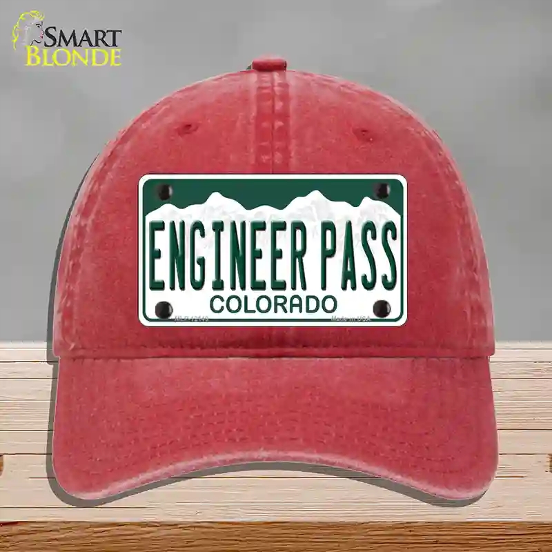 HAT13-MLP-12149 Engineer Pass Colorado Novelty License Plate Hat, Unconstructed Cotton - Red