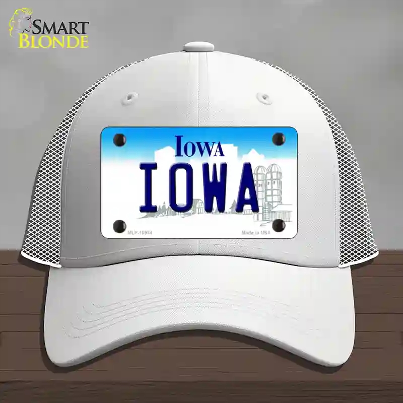 HAT19-MLP-10934 Iowa State Novelty License Plate Hat, Mesh - White