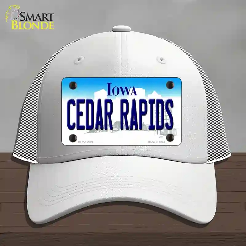 HAT19-MLP-10939 Cedar Rapids Iowa Novelty License Plate Hat, Mesh - White