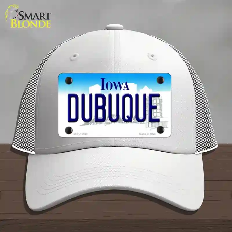 HAT19-MLP-10943 Dubuque Iowa Novelty License Plate Hat, Mesh - White