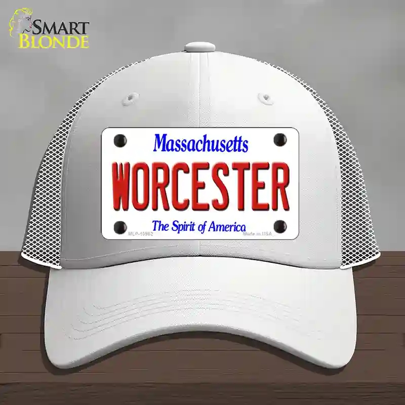 HAT19-MLP-10982 Worcester Massachusetts Novelty License Plate Hat, Mesh - White