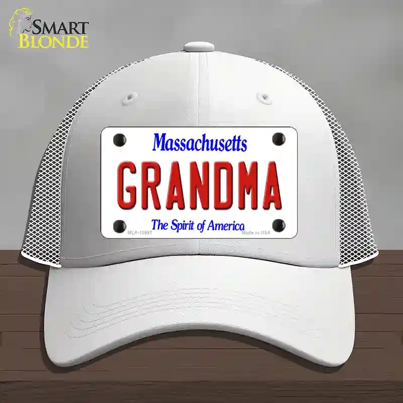 HAT19-MLP-10997 Grandma Massachusetts Novelty License Plate Hat, Mesh - White
