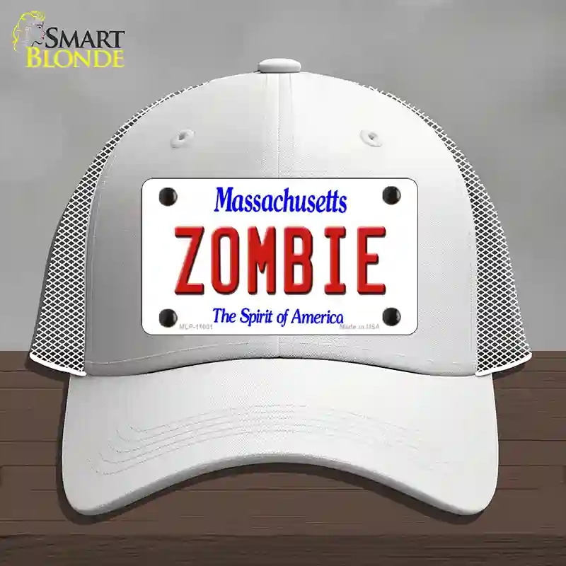 HAT19-MLP-11001 Zombie Massachusetts Novelty License Plate Hat, Mesh - White
