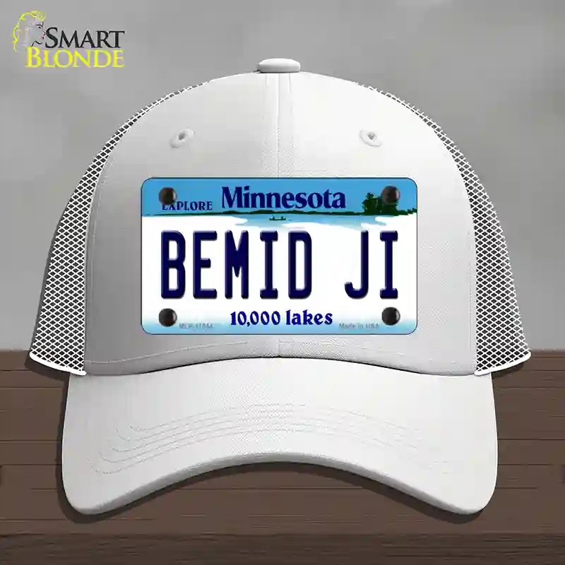 HAT19-MLP-11044 Bemid Ji Minnesota State Novelty License Plate Hat, Mesh - White