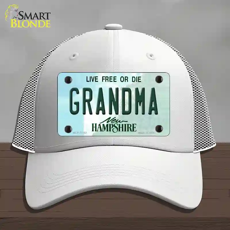 HAT19-MLP-11152 Grandma   Hampshire State Novelty License Plate Hat, Mesh - White
