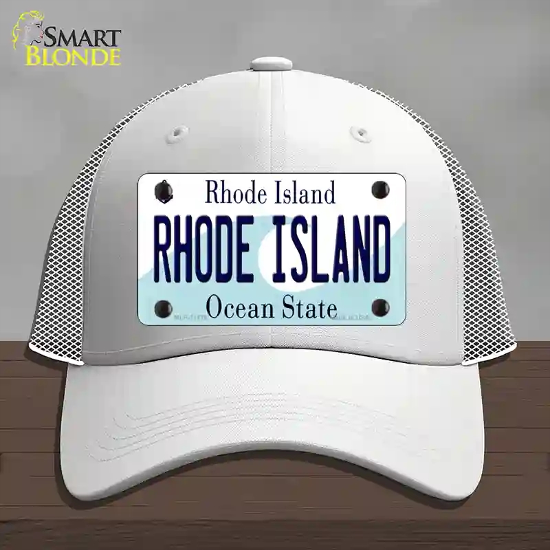 HAT19-MLP-11179 Rhode Island State Novelty License Plate Hat, Mesh - White