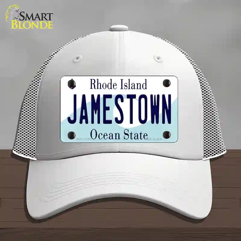 HAT19-MLP-11193 Jamestown Rhode Island State Novelty License Plate Hat, Mesh - White