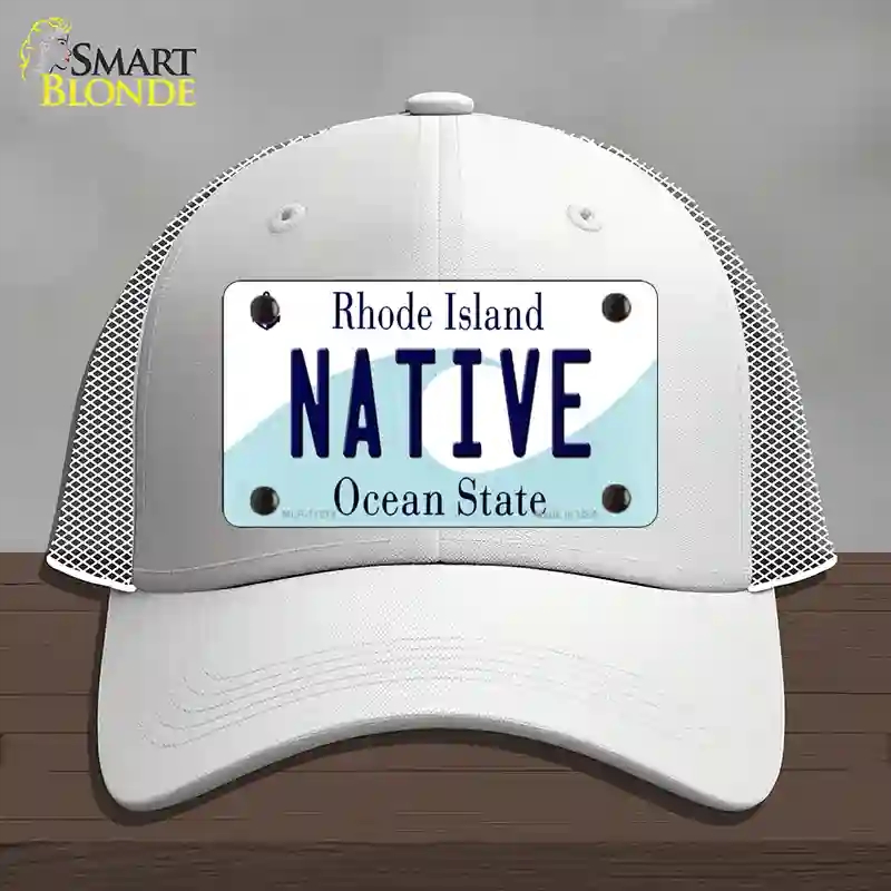 HAT19-MLP-11214 Native Rhode Island State Novelty License Plate Hat, Mesh - White