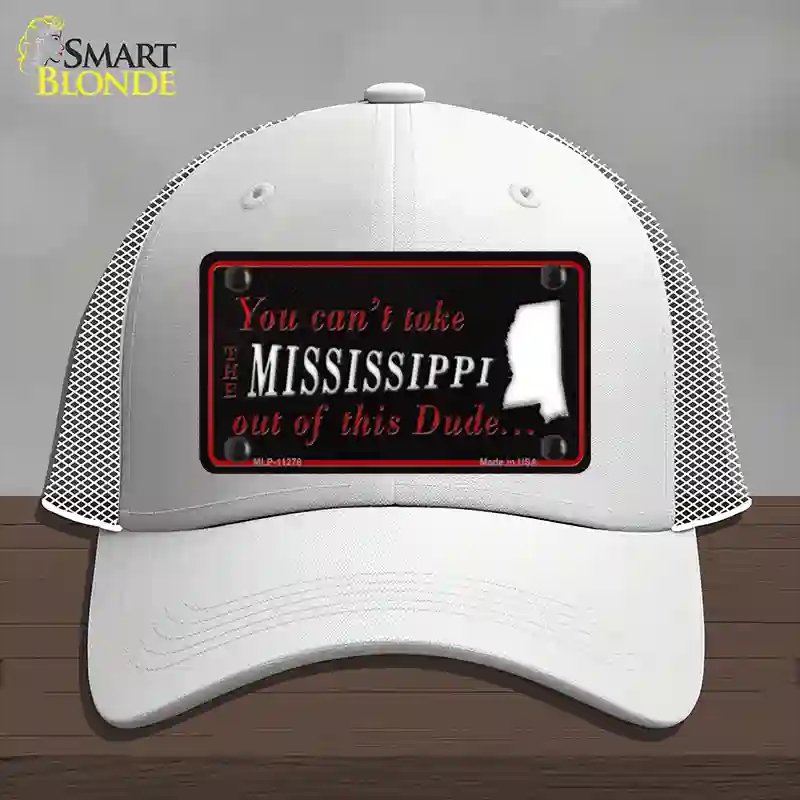 HAT19-MLP-11278 Mississippi Dude Novelty License Plate Hat, Mesh - White
