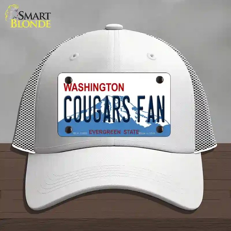 HAT19-MLP-12058 Washington Cougars Fan Novelty License Plate Hat, Mesh - White