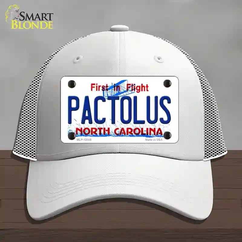 HAT19-MLP-12089 Pactolus North Carolina State Novelty License Plate Hat, Mesh - White