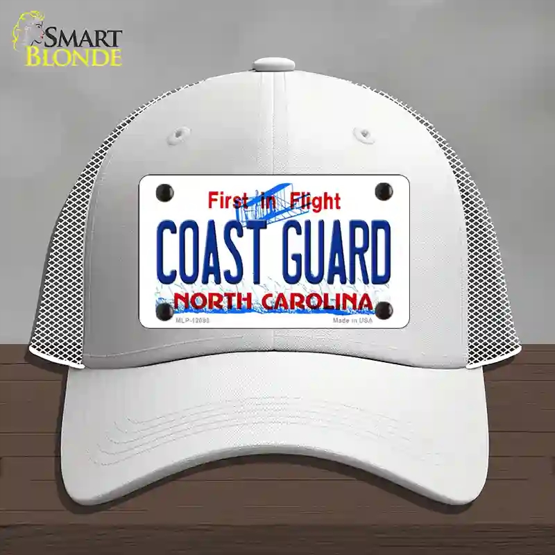 HAT19-MLP-12095 Coast Guard North Carolina State Novelty License Plate Hat, Mesh - White