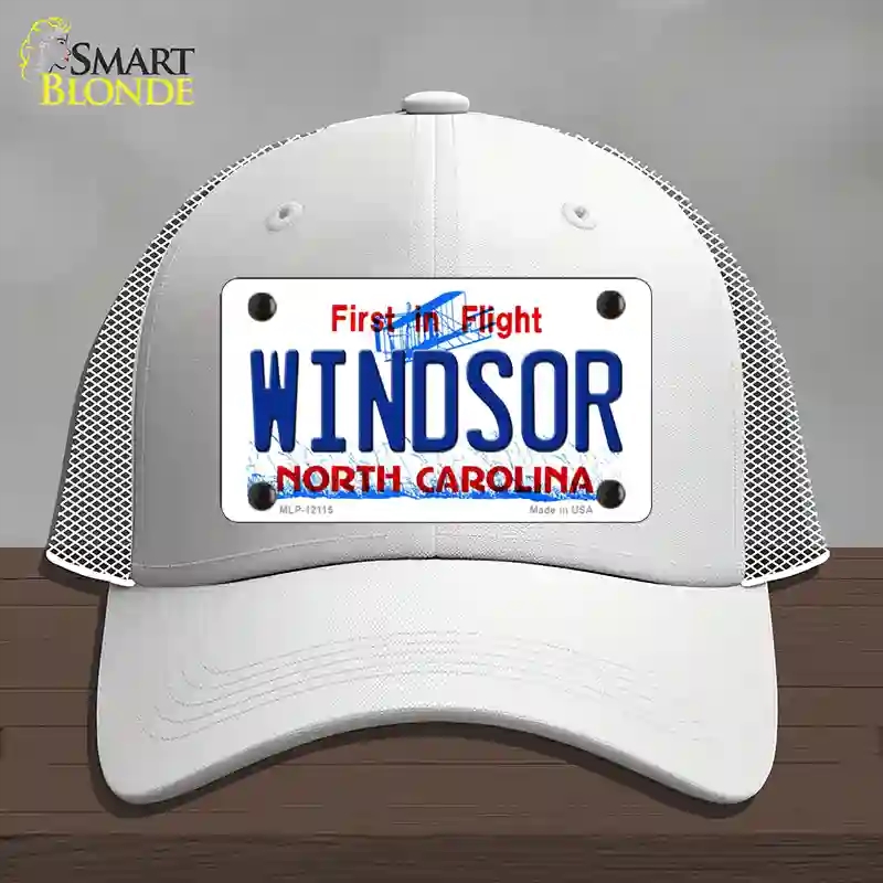 HAT19-MLP-12115 Windsor North Carolina State Novelty License Plate Hat, Mesh - White