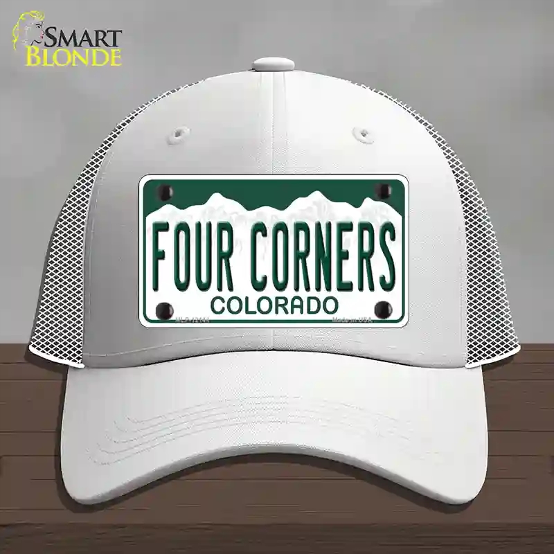 HAT19-MLP-12144 Four Corners Colorado Novelty License Plate Hat, Mesh - White