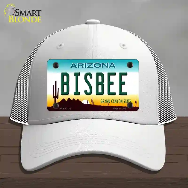 HAT19-MLP-12176 Bisbee Arizona Novelty License Plate Hat, Mesh - White
