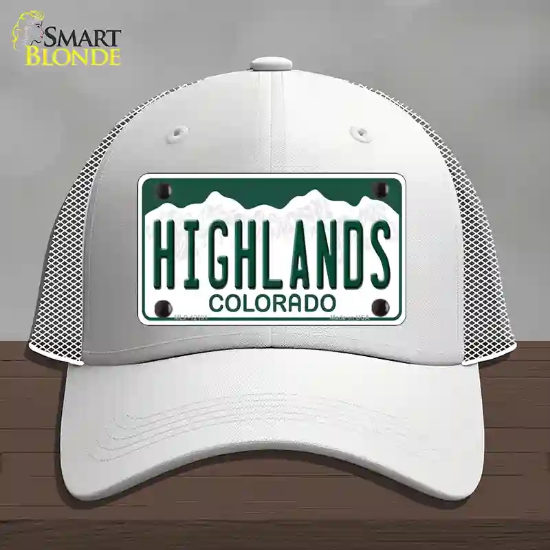 HAT19-MLP-12191 Highlands Colorado Novelty License Plate Hat, Mesh - White