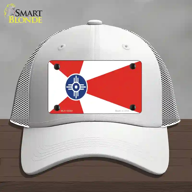 HAT19-MLP-12284 Wichita Flag Novelty License Plate Hat, Mesh - White