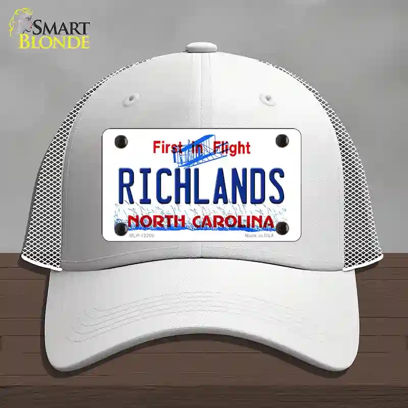 HAT19-MLP-12289 North Carolina Richlands Novelty License Plate Hat, Mesh - White