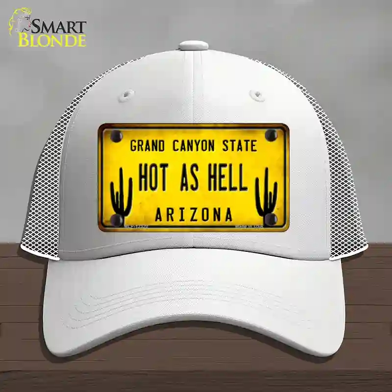 HAT19-MLP-12320 Arizona Hot as Hell Novelty License Plate Hat, Mesh - White