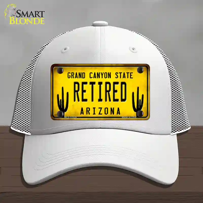 HAT19-MLP-12326 Arizona Retired Yellow Novelty License Plate Hat, Mesh - White
