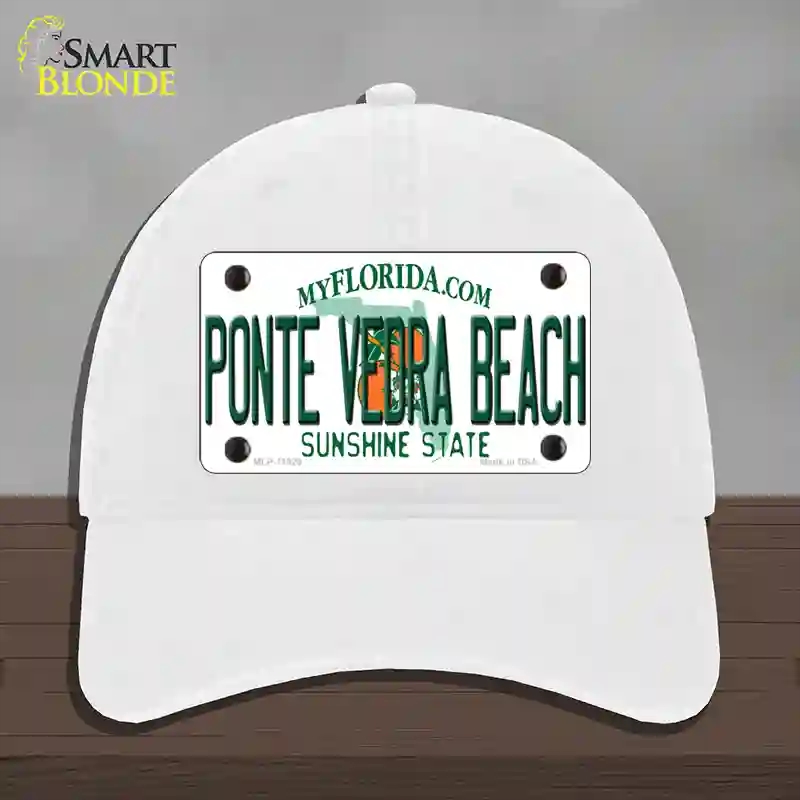 HAT14-MLP-11929 Florida Ponte Vedra Beach Novelty License Plate Hat, Unconstructed Cotton - White