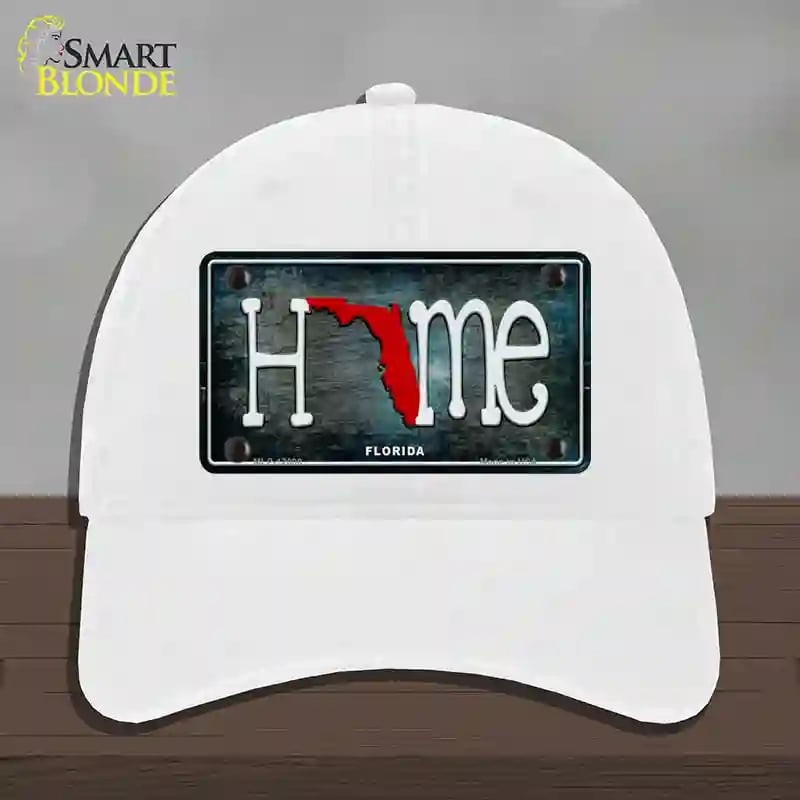 HAT14-MLP-12000 Florida Home State Outline Novelty License Plate Hat, Unconstructed Cotton - White