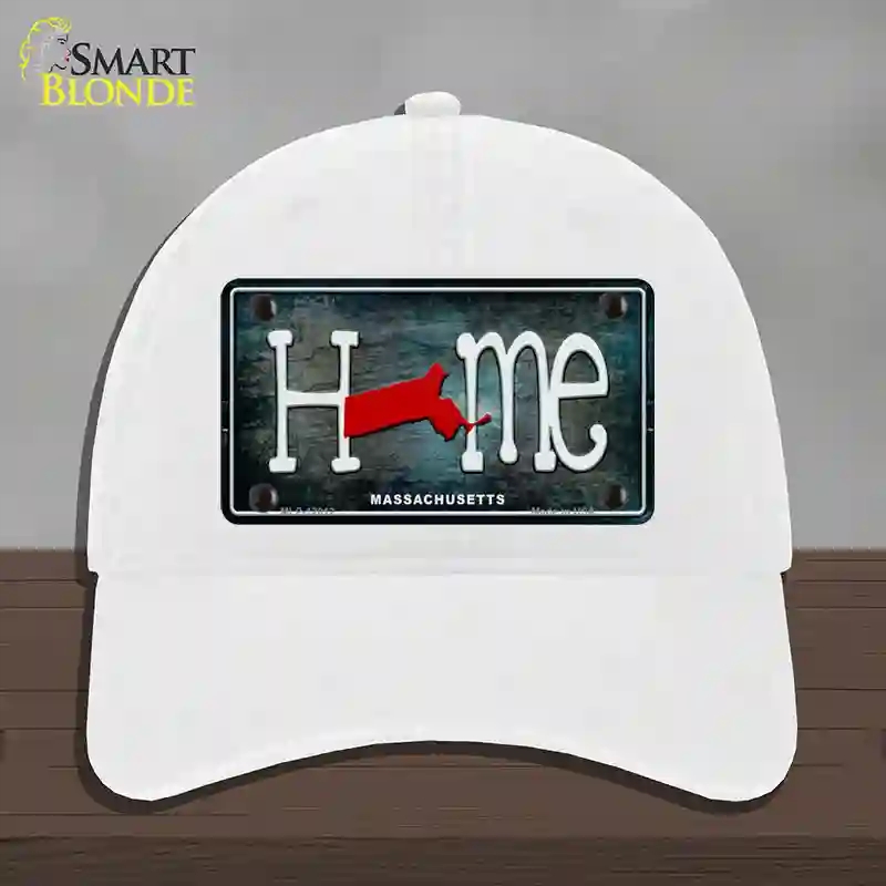 HAT14-MLP-12012 Massachusetts Home State Outline Novelty License Plate Hat, Unconstructed Cotton - White