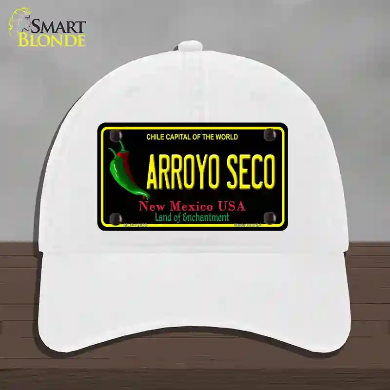 HAT14-MLP-12053 Arroyo Seco Black   Mexico Novelty License Plate Hat, Unconstructed Cotton - White