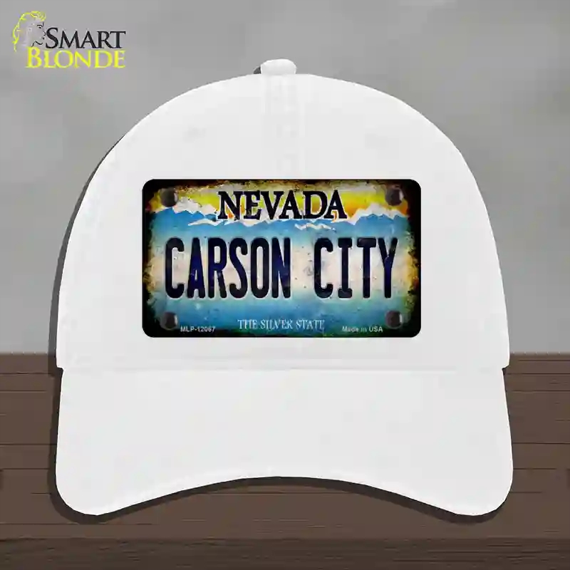 HAT14-MLP-12067 Nevada Carson City Novelty License Plate Hat, Unconstructed Cotton - White