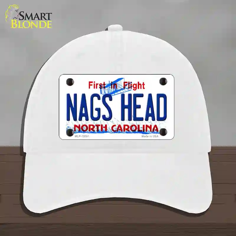 HAT14-MLP-12091 Nags Head North Carolina State Novelty License Plate Hat, Unconstructed Cotton - White