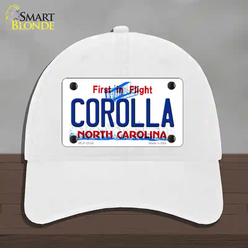HAT14-MLP-12108 Corolla North Carolina State Novelty License Plate Hat, Unconstructed Cotton - White