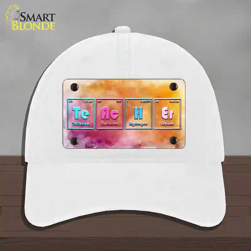 HAT14-MLP-12190 Teacher Periodic Table Novelty License Plate Hat, Unconstructed Cotton - White
