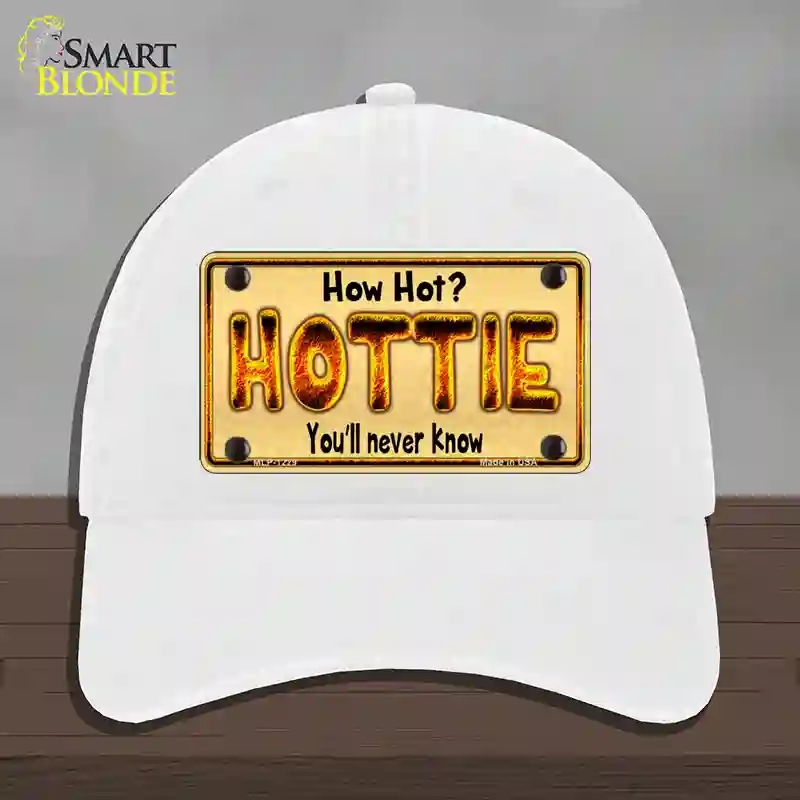 HAT14-MLP-1229 Hottie Know Novelty License Plate Hat, Unconstructed Cotton - White