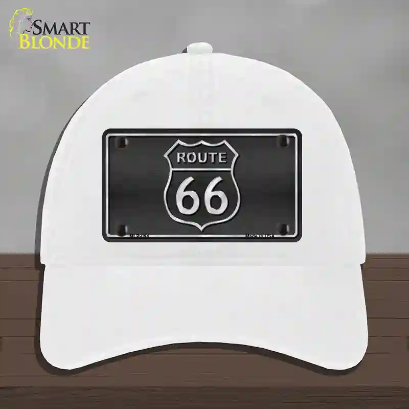HAT14-MLP-094 Route 66 Shield Black Novelty License Plate Hat, Unconstructed Cotton - White