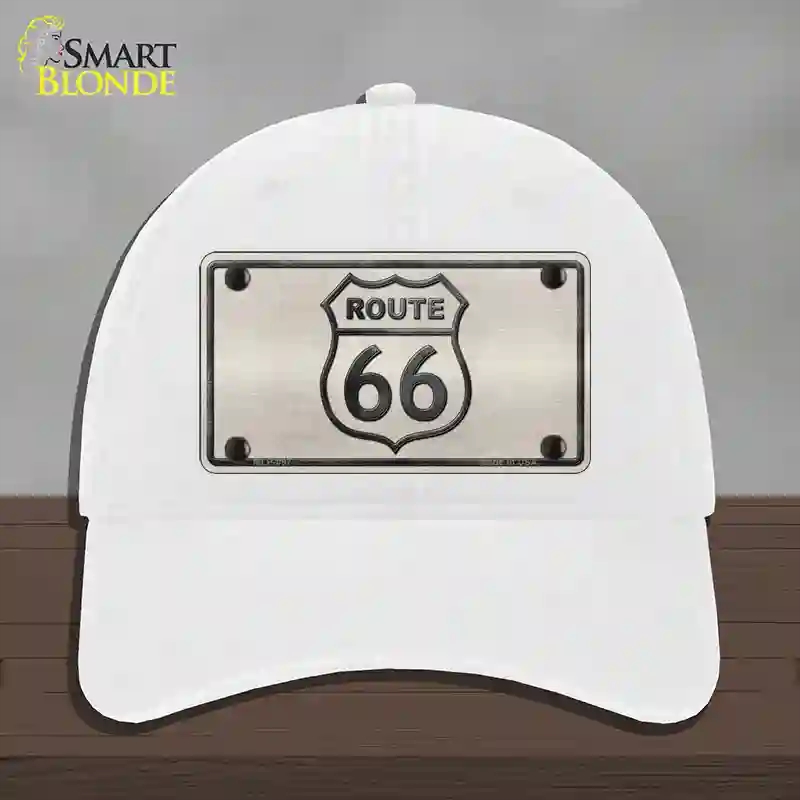 HAT14-MLP-097 Route 66 Shield White Novelty License Plate Hat, Unconstructed Cotton - White