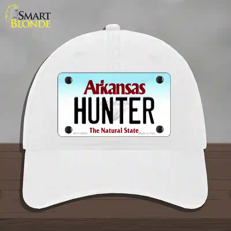 HAT14-MLP-10058 Hunter Arkansas Novelty License Plate Hat, Unconstructed Cotton - White