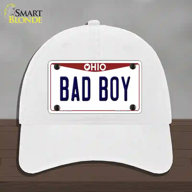 HAT14-MLP-10098 Bad Boy Ohio Novelty License Plate Hat, Unconstructed Cotton - White