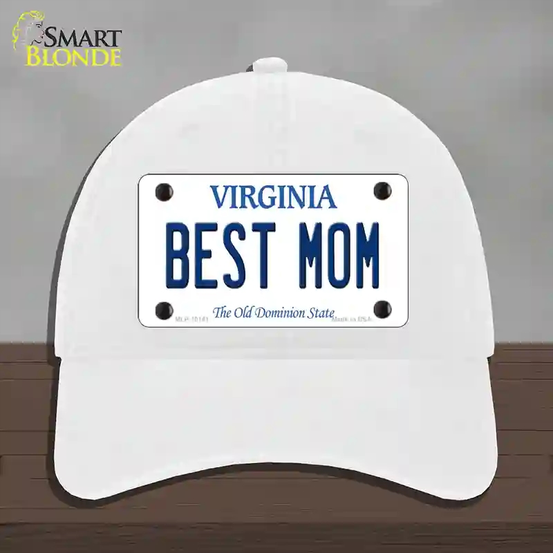 HAT14-MLP-10141 Best Mom Virginia Novelty License Plate Hat, Unconstructed Cotton - White
