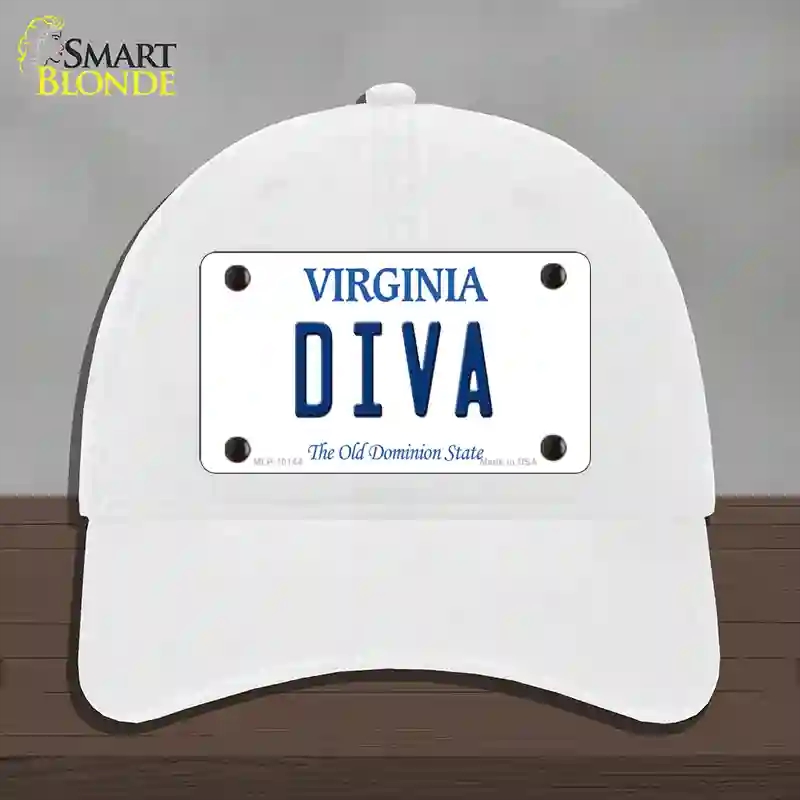 HAT14-MLP-10144 Diva Virginia Novelty License Plate Hat, Unconstructed Cotton - White