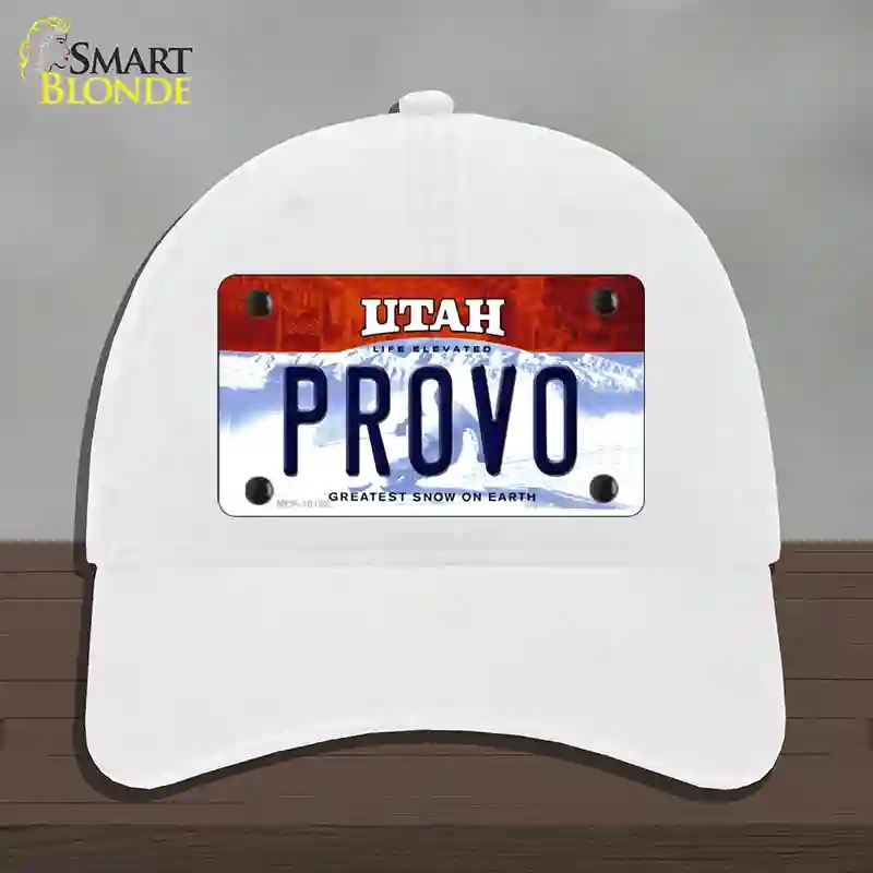 HAT14-MLP-10188 Provo Utah Novelty License Plate Hat, Unconstructed Cotton - White