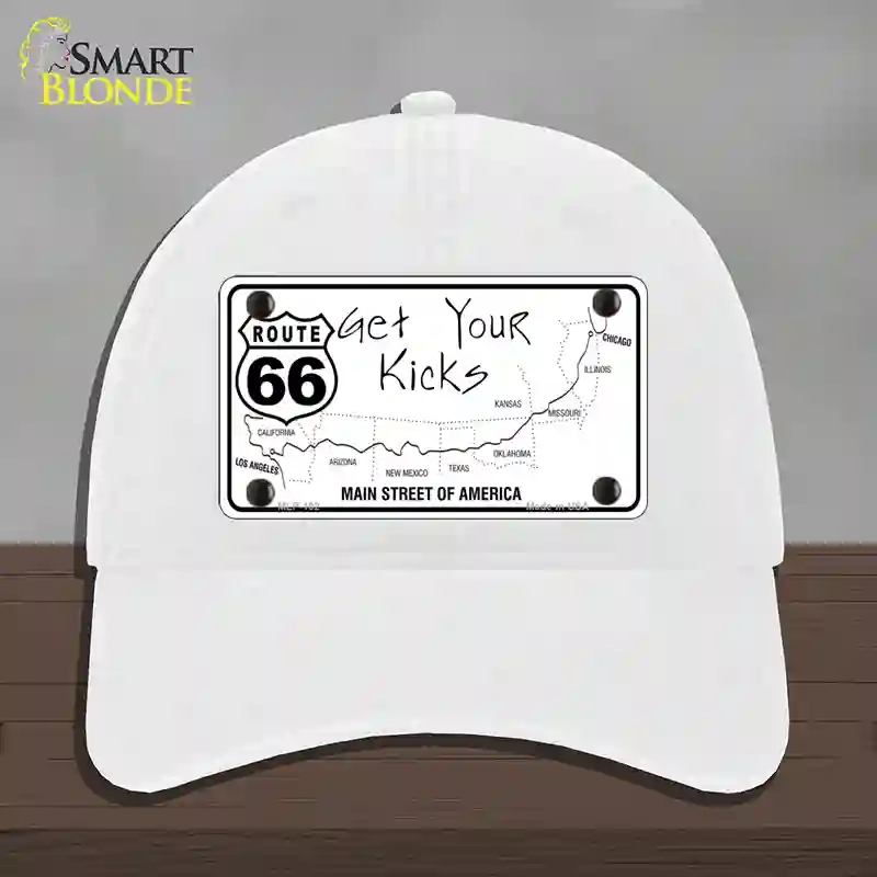 HAT14-MLP-102 US Route 66 Map Novelty License Plate Hat, Unconstructed Cotton - White