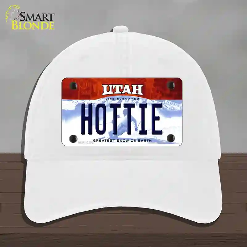 HAT14-MLP-10203 Hottie Utah Novelty License Plate Hat, Unconstructed Cotton - White