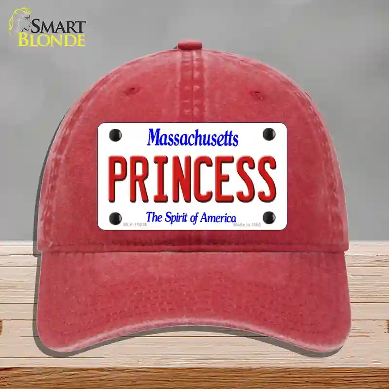 HAT13-MLP-11009 Princess Massachusetts Novelty License Plate Hat, Unconstructed Cotton - Red