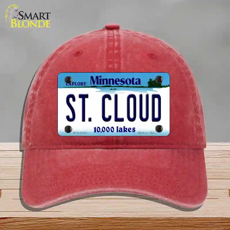 HAT13-MLP-11040 St Cloud Minnesota State Novelty License Plate Hat, Unconstructed Cotton - Red