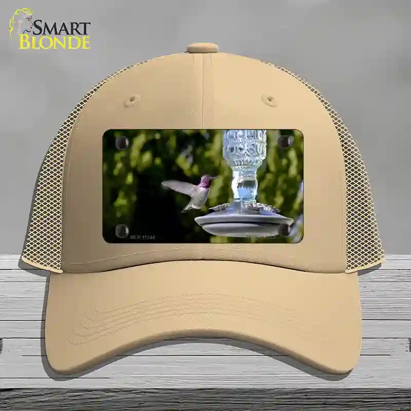 HAT15-MLP-11244 Hummingbird At Feeder Novelty License Plate Hat, Mesh - Khaki