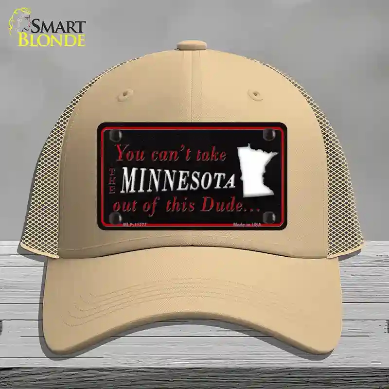 HAT15-MLP-11277 Minnesota Dude Novelty License Plate Hat, Mesh - Khaki
