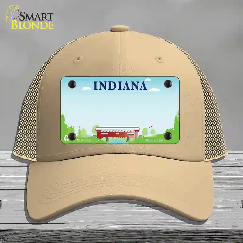 HAT15-MLP-11522 Indiana Recycle State Blank Novelty License Plate Hat, Mesh - Khaki
