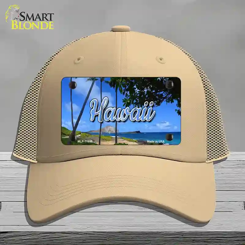 HAT15-MLP-11595 Hawaii Palm Trees State Novelty License Plate Hat, Mesh - Khaki